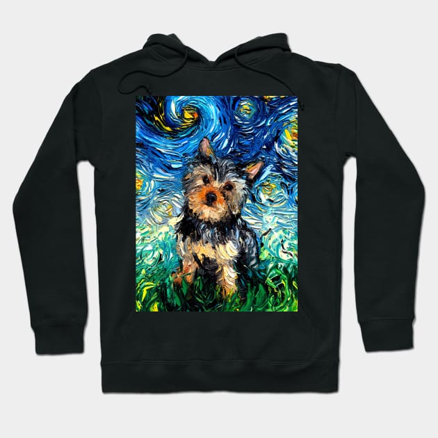 Yorkie Night Hoodie by sagittariusgallery